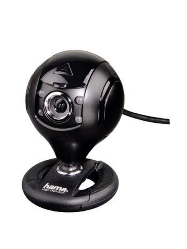 Hama Webcam per PC HD "Spy Protect", HD 720p 16:9, USB+Jack 3,5mm, microfono integrato, 4 led, supporto a clip, protezioni lenti, nero - (HAM WEBCAM BLK 00053950)